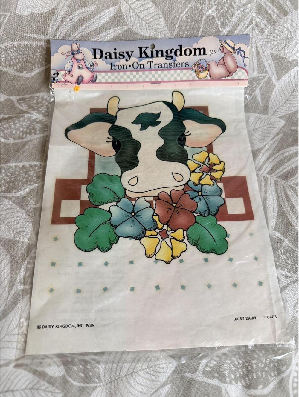 1989 Daisy Kingdom Daisy Dairy Cow Iron-On Transfer #6403 NOS